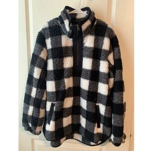 Abercrombie 1/4 zip plaid Sherpa